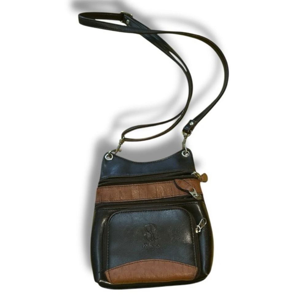Women’s Vintage Bellerose Black Brown Leather Mini Crossbody Bag